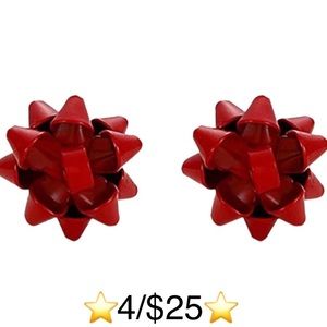 Red Christmas Bow Stud Earrings